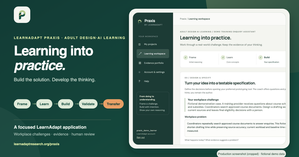 Introducing LearnAdapt Praxis: A Five-Stage Journey from Learning to Workplace Practice